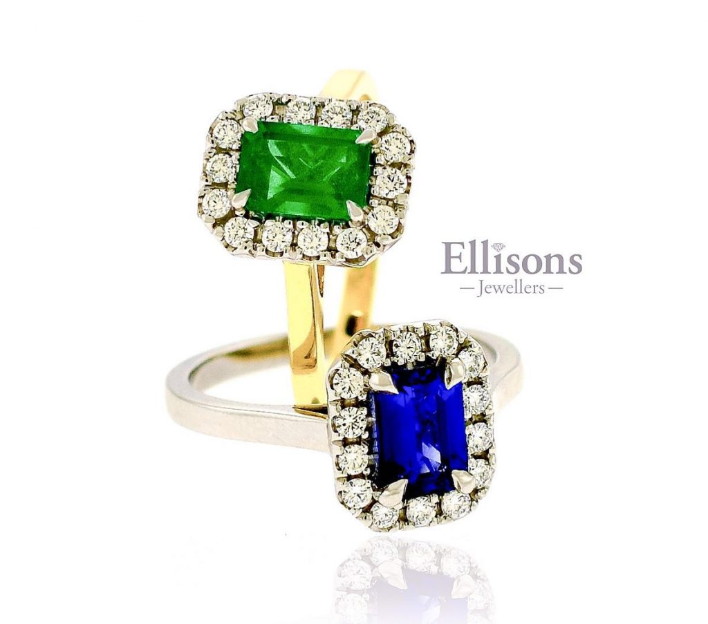 Emerald and Sapphire Diamond Cluster Rings - Jewellers in Belfast - Ellisons.