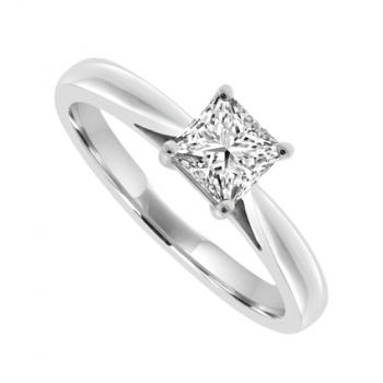 Platinum Solitaire Princess cut Diamond Ring .42ct Engagement
