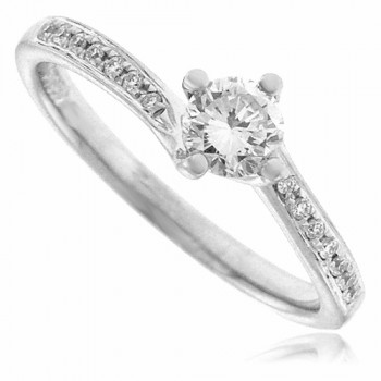 Platinum Diamond Solitaire Twist Ring