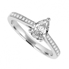 Platinum Pear Cut Diamond Solitaire Ring