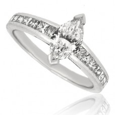 Platinum Marquise FVS1 Diamond with Princess cut Shoulders