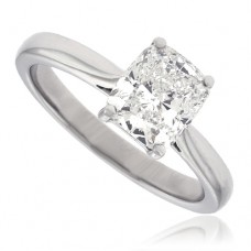 Platinum Cushion cut Solitaire 1.51ct Diamond Ring
