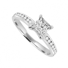 Platinum Solitaire Princess Diamond with set shoulders