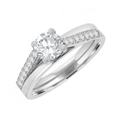 Platinum Solitaire GSi2 Diamond Cross over ring