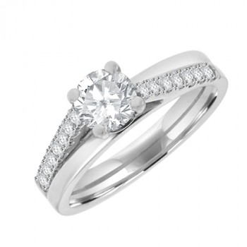 Platinum Solitaire GSi2 Diamond Cross over ring