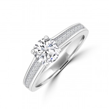 Platinum Diamond Solitaire ring with Princess cut Shoulders