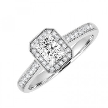 Platinum Solitaire Phoenix FLC Diamond Halo Ring