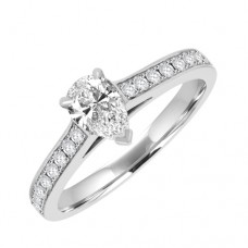 Platinum Pear cut Diamond Solitaire Ring