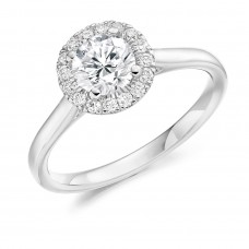Platinum Solitaire Diamond Halo Ring