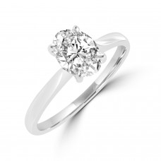 Platinum Solitaire 1.00ct Oval Diamond Ring