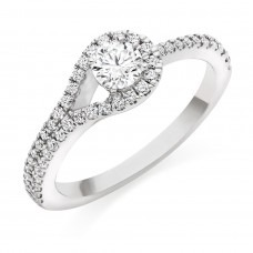 Platinum Solitaire ESi1 Diamond Halo Overlap Ring