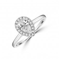 Platinum Pear ESi1 Diamond Halo Ring
