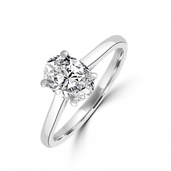 Platinum 1.00ct Oval DSi1 Diamond Solitaire Ring