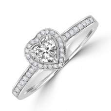 Platinum .37ct Heart FSi1 Diamond Halo Ring