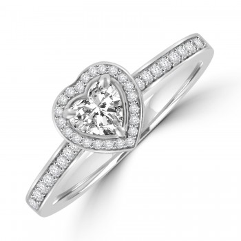 Platinum .37ct Heart FSi1 Diamond Halo Ring