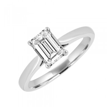 Platinum Solitaire GSi1 Diamond Emerald cut ring