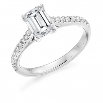 Platinum Emerald cut FSi2 Diamond Solitaire Ring