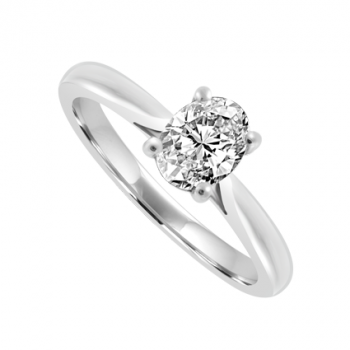 Platinum Solitaire Oval DSi1 Diamond Ring