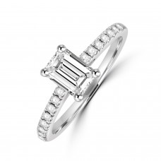 Platinum Emerald cut FSi2 Diamond solitaire ring