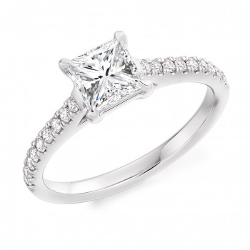 Platinum Princess cut Solitaire ESi2 Diamond ring