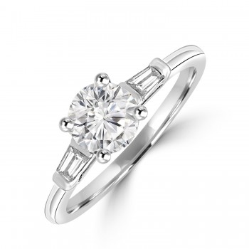 Platinum Solitaire DSi2 Diamond Tapered Baguette ring