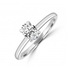 Platinum Solitaire Oval DSi2 Diamond Hidden Halo ring