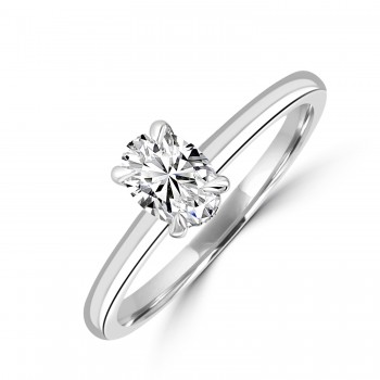 Platinum Solitaire Oval DSi2 Diamond Hidden Halo ring