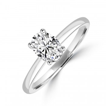 Platinum Oval DSi2 Diamond Hidden Halo ring