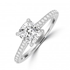 Platinum Solitaire Cushion EVS2 Diamond ring