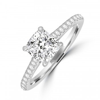 Platinum Solitaire Cushion EVS2 Diamond ring