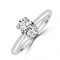 Platinum Solitaire Oval ESi1 Diamond Hidden Halo ring