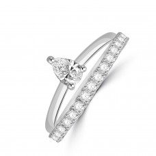 Platinum Pear FVS2 Diamond Solitaire Eternity ring