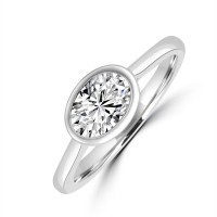 Platinum Oval EVS2 Diamond Rubover Landscape Solitaire ring