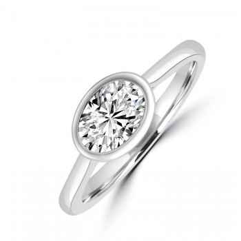 Platinum Oval EVS2 Diamond Rubover Landscape Solitaire ring