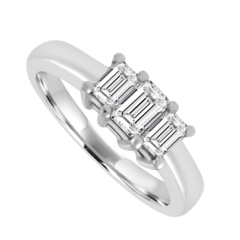 Platinum 3-Stone Emerald cut Diamond ring Engagement