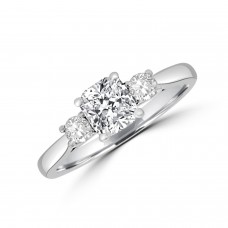 Platinum Three-stone ESi1 Cushion Diamond Ring