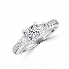 Platinum FVS1 Cushion Diamond Three-stone Ring