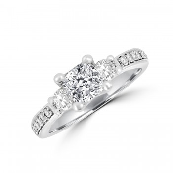 Platinum FVS1 Cushion Diamond Three-stone Ring