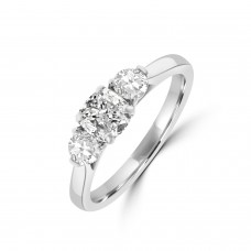 Platinum DSi2 Cushion & Brilliant Three-stone Diamond Ring