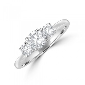 Platinum Three-stone .86ct ESi2 Diamond Ring