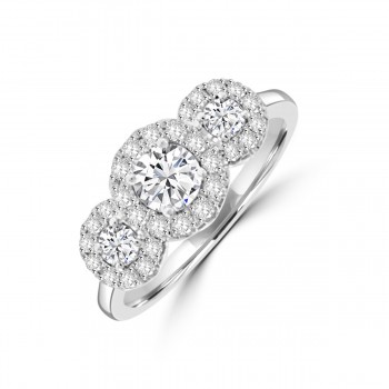 Platinum Triple Cluster .90ct Diamond Ring