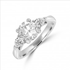 Platinum Three-stone Round & Pear Di1 Diamond Ring