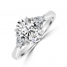 Platinum Three-stone Oval & Trillion ESi2 Diamond Ring