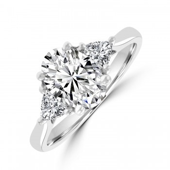 Platinum Three-stone Oval and Trillion ESi2 Diamond Ring
