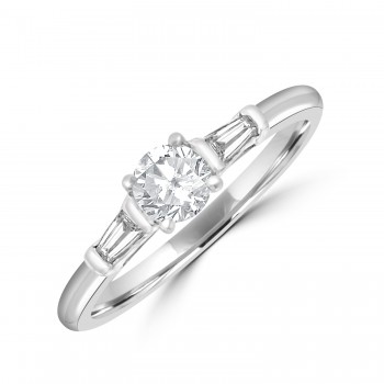 Platinum Solitaire DSi1 Diamond Tapered Baguette ring