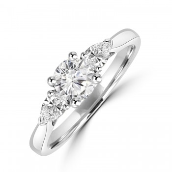 Platinum Three-stone Brilliant DSi2 Diamond and Pear ring