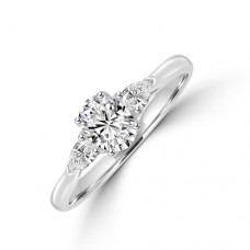 Platinum 3-stone Oval and Pear GSi2 Diamond Ring