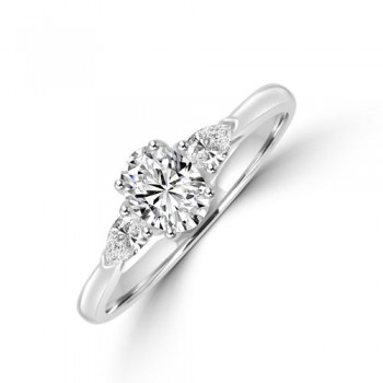 Platinum 3-stone Oval and Pear GSi2 Diamond Ring