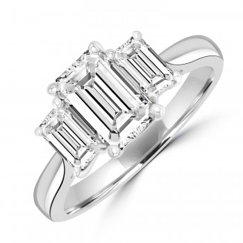 Platinum Three-stone Emerald cut GSi1 Diamond ring