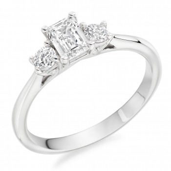 Platinum Three-stone Emerald cut DVS1 Diamond ring